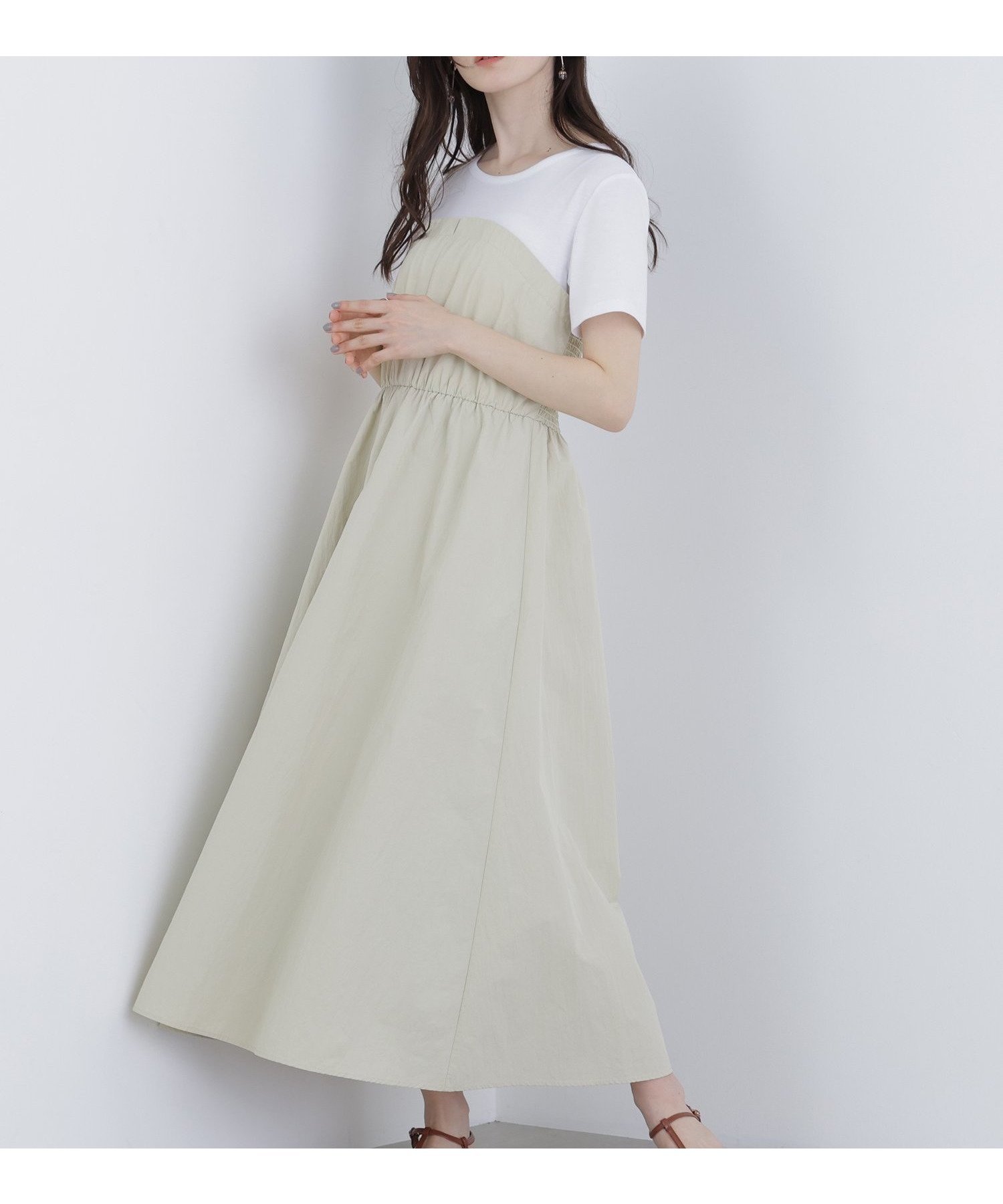 【ナチュラル ビューティー ベーシック/NATURAL BEAUTY BASIC】のN. ビスチェドッキングワンピース 大人の最旬トレンドファッション＆コーディネート founy(ファウニー) 　ファッション　Fashion　レディースファッション　Fashion for Women　ワンピース　Dresses　カットソー　Cut and Sewn Top　シャーリング　Shirring, Ruched　トレンド　Trend, Trending Now　ドッキング　Docking, Mixed Material　 other-1|ID: prp329100004973133 ipo3291000000037288719