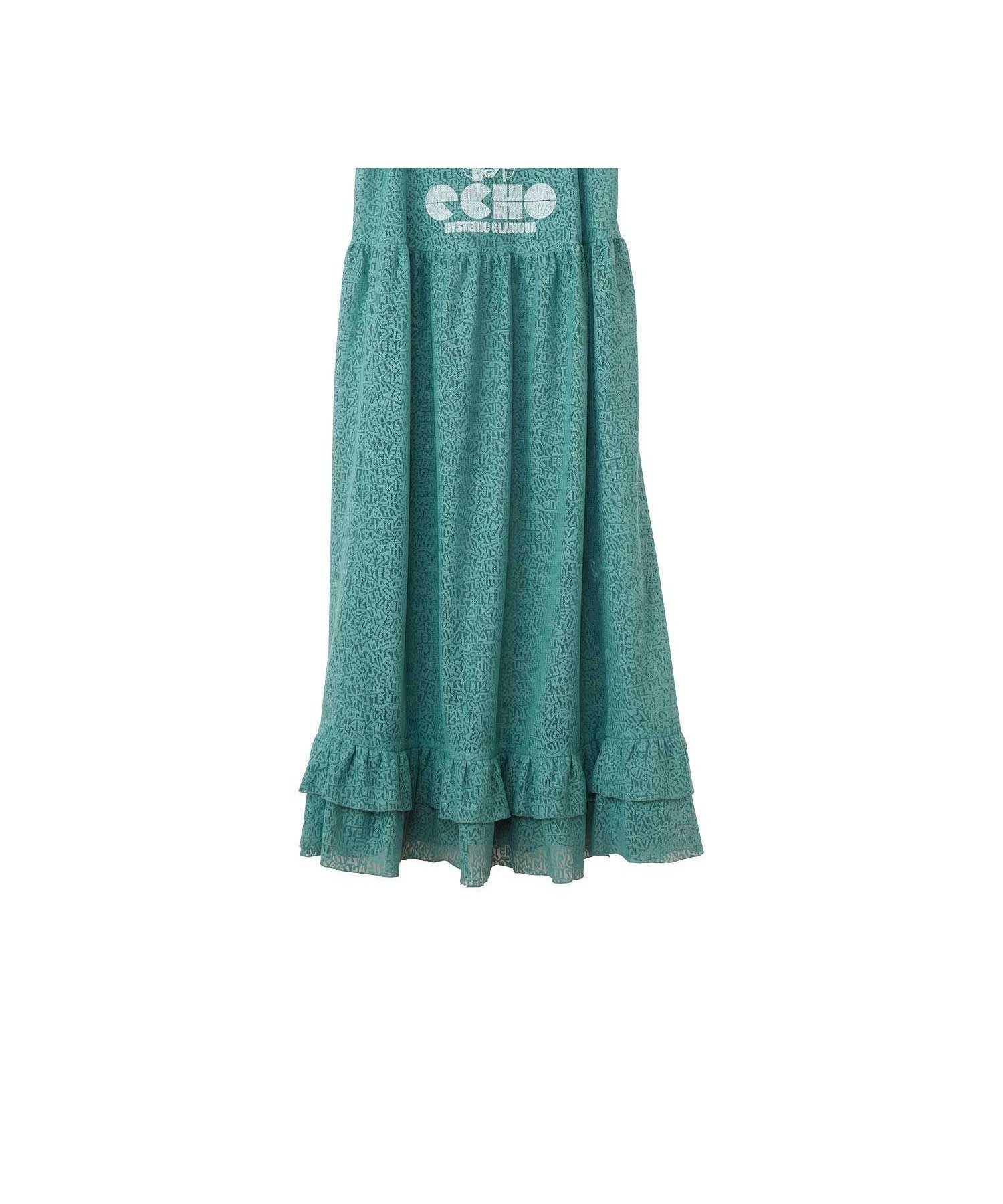 【ヒステリックグラマー/HYSTERIC GLAMOUR】のMAIDEN LOGO柄 チュールジャカードワンピース インテリア・キッズ・メンズ・レディースファッション・服の通販 founy(ファウニー) 　ファッション　Fashion　レディースファッション　Fashion for Women　ワンピース　Dresses　グラフィック　Graphic, Graphic Design　ジャカード／ジャガード　Jacquard, Woven Pattern　チュール　Tulip, Tulip Motif　フロント　Front, Front Design　ロング　Long, Long-Length　グリーン系柄|ID: prp329100004973155 ipo3291000000037288872