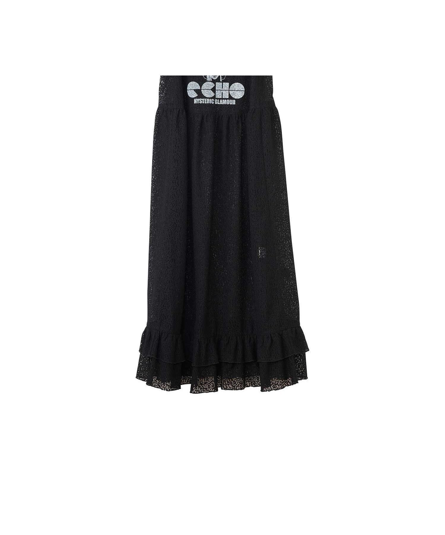 【ヒステリックグラマー/HYSTERIC GLAMOUR】のMAIDEN LOGO柄 チュールジャカードワンピース インテリア・キッズ・メンズ・レディースファッション・服の通販 founy(ファウニー) 　ファッション　Fashion　レディースファッション　Fashion for Women　ワンピース　Dresses　グラフィック　Graphic, Graphic Design　ジャカード／ジャガード　Jacquard, Woven Pattern　チュール　Tulip, Tulip Motif　フロント　Front, Front Design　ロング　Long, Long-Length　ブラック系柄|ID: prp329100004973155 ipo3291000000037288874