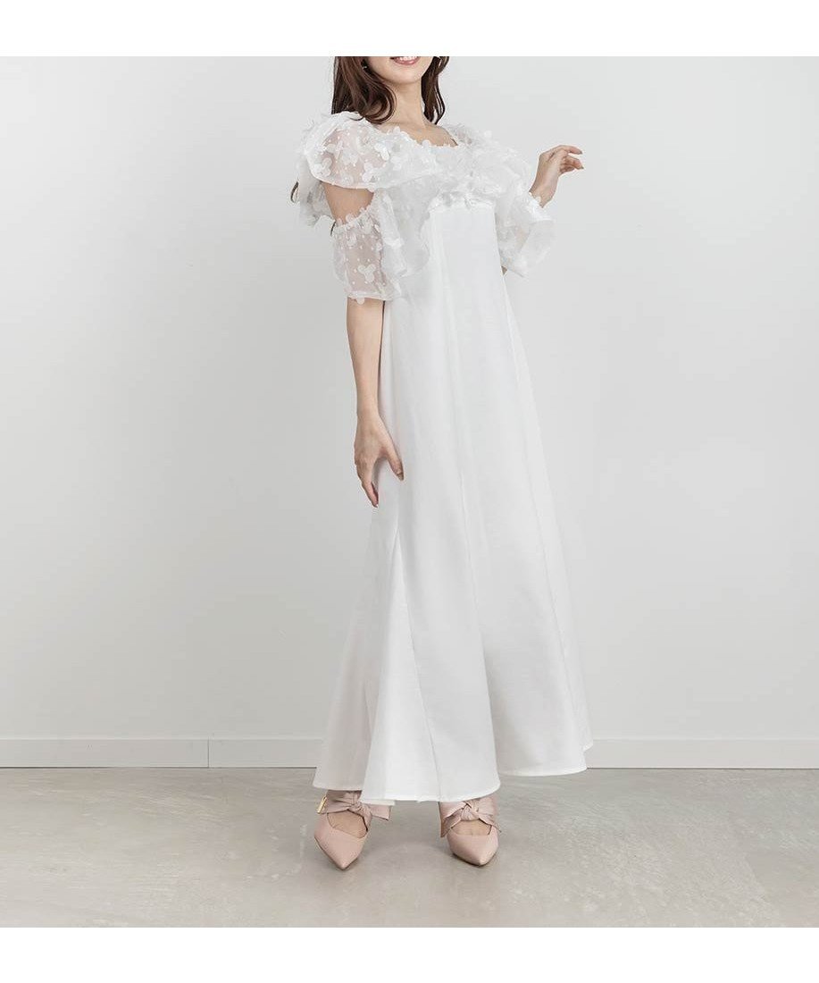 【ランダ/RANDA】の【Flower Collection】3Dフラワーマーメードワンピース インテリア・キッズ・メンズ・レディースファッション・服の通販 founy(ファウニー) 　ファッション　Fashion　レディースファッション　Fashion for Women　ワンピース　Dresses　おすすめ　Recommended / Our Picks　フラワー　Flower, Floral　フリル　Frill, Ruffle　エレガント 上品　Elegant　WHITE|ID: prp329100004973161 ipo3291000000037288935