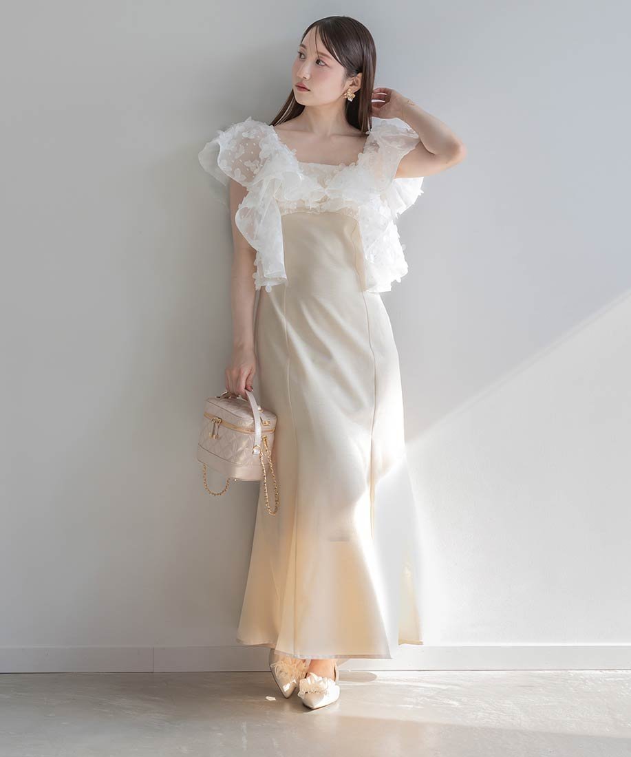 【ランダ/RANDA】の【Flower Collection】3Dフラワーマーメードワンピース インテリア・キッズ・メンズ・レディースファッション・服の通販 founy(ファウニー) 　ファッション　Fashion　レディースファッション　Fashion for Women　ワンピース　Dresses　おすすめ　Recommended / Our Picks　フラワー　Flower, Floral　フリル　Frill, Ruffle　エレガント 上品　Elegant　CREAM|ID: prp329100004973161 ipo3291000000037288936