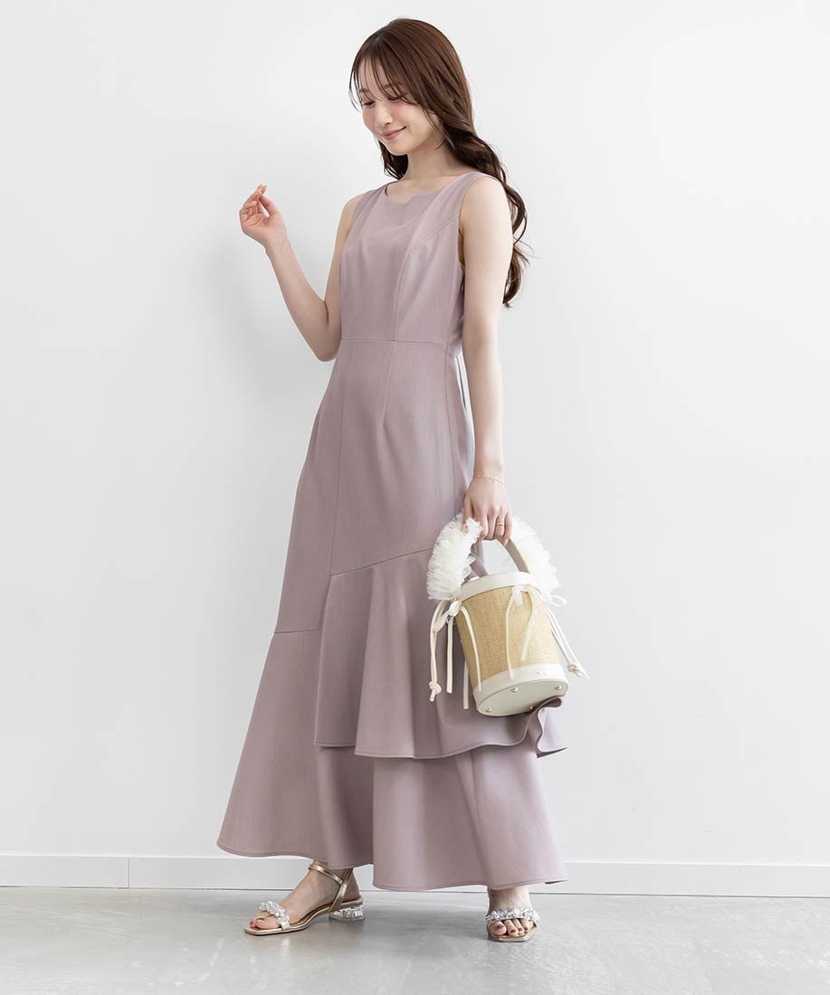 【ランダ/RANDA】のバックオープンティアードワンピース インテリア・キッズ・メンズ・レディースファッション・服の通販 founy(ファウニー) 　ファッション　Fashion　レディースファッション　Fashion for Women　ワンピース　Dresses　おすすめ　Recommended / Our Picks　インナー　Innerwear　クロップド　Cropped, Short Length　シューズ　Shoes, Footwear　フェミニン　Feminine, Girly　マーメイド　Mermaid, Fishtail Silhouette　リゾート　Resort, Vacation Style　PURPLE|ID: prp329100004973167 ipo3291000000037288993