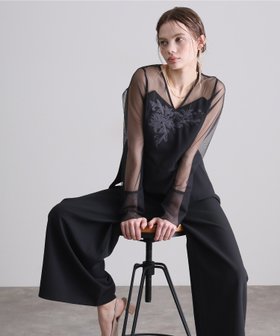 【プールヴー/PourVous】のレースパネルアクセントセットアップパンツドレス 結婚式 パーティードレス 大人の最旬トレンドファッション＆コーディネート founy(ファウニー) ファッション Fashion レディースファッション Fashion for Women セットアップ Matching Sets レディースパンツ・ボトムス Pants & Trousers / Bottoms ジャケット Jacket, Outerwear スタイリッシュ Stylish, Fashionable セットアップ Set-Up, Coordinated Outfit チュール Tulip, Tulip Motif ツイル Twist, Twisted Detail デコルテ Décolleté, Neckline ドレス Dress, One-Piece フォーマル Formal, Dressy ペプラム Peplum, Flared Hem ヨーク Yoke, Yoke Design ワイド Wide, Wide Fit おすすめ Recommended / Our Picks エレガント 上品 Elegant セレモニー Ceremony 入学式 Entrance Ceremony 卒業式 Graduation Ceremony 結婚式 Wedding 二次会 After Party |ID:prp329100004973255
