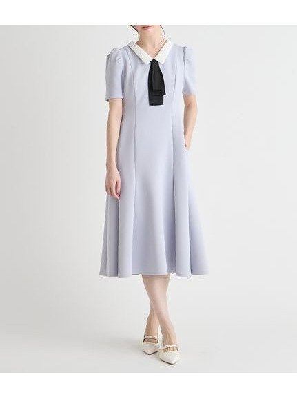 【セルフォード/CELFORD】の【WEB限定カラー】デタッチャブルポンチマーメイドワンピース インテリア・キッズ・メンズ・レディースファッション・服の通販 founy(ファウニー) 　ファッション　Fashion　レディースファッション　Fashion for Women　ワンピース　Dresses　おすすめ　Recommended / Our Picks　ウェーブ　Wavy Pattern　ギャザー　Gathered, Ruffled　シェイプ　Shape, Slim Fit　ストレート　Straight, Straight Cut　スマート　Smart, Elegant　ポケット　Pocket, Pocket Detail　マーメイド　Mermaid, Fishtail Silhouette　エレガント 上品　Elegant　人気　Popular, Best Seller　半袖　Short Sleeve, Half Sleeve　SAX[083]|ID: prp329100004973282 ipo3291000000037289467