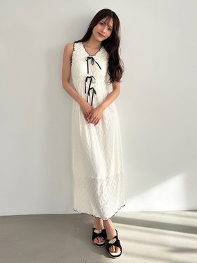 【スナイデル ホーム/SNIDEL HOME】のカットレースワンピース 大人の最旬トレンドファッション＆コーディネート founy(ファウニー) ファッション Fashion レディースファッション Fashion for Women ワンピース Dresses カーディガン Cardigan, Knitwear シアー Sheer, See-Through ストレッチ Stretch, Stretchy Fabric スマート Smart, Elegant フリル Frill, Ruffle リボン Ribbon, Bow エレガント 上品 Elegant |ID:prp329100004973287