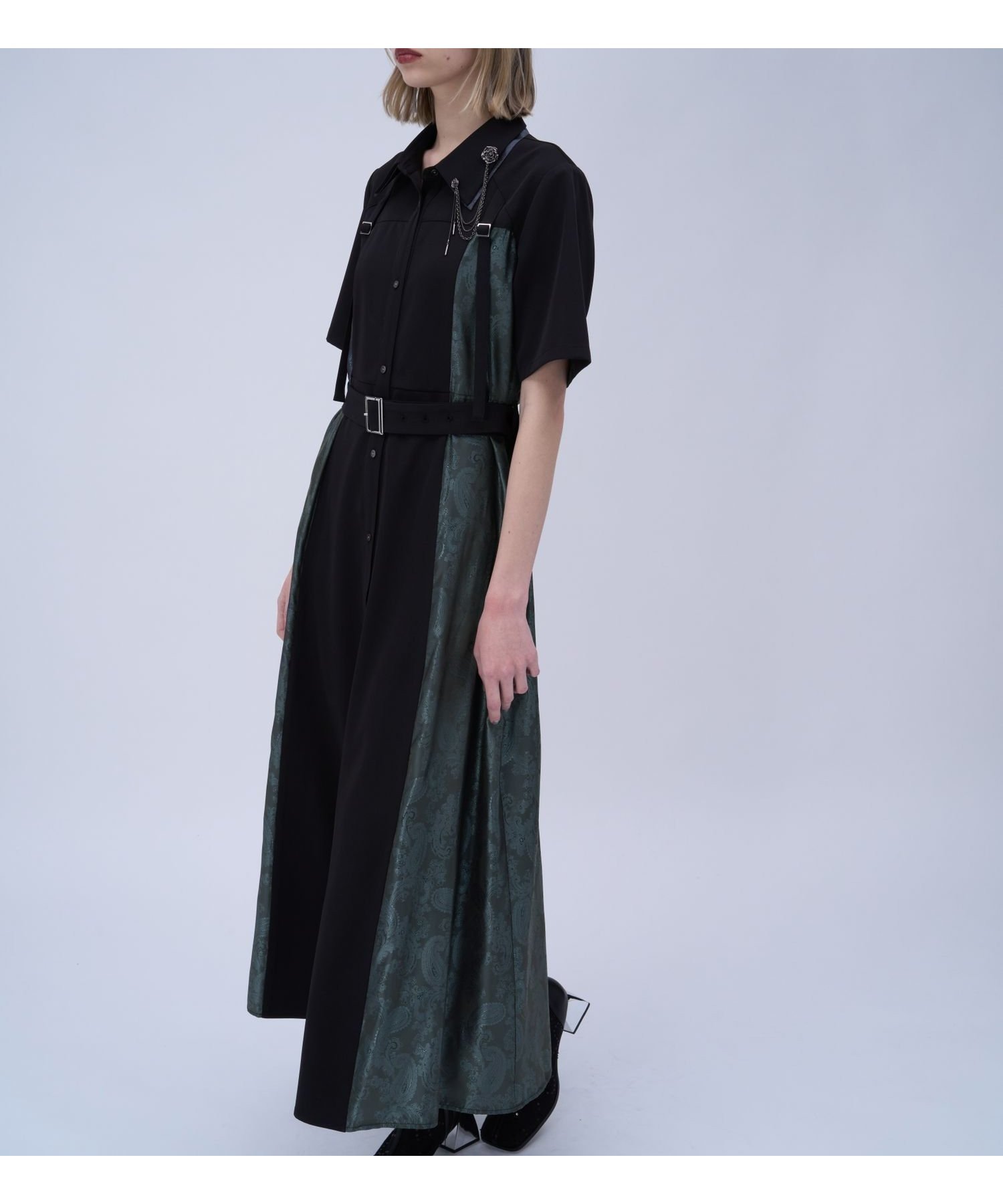 【ハレ/HARE】のダブルカラーベルトジャガードワンピース インテリア・キッズ・メンズ・レディースファッション・服の通販 founy(ファウニー) 　ファッション　Fashion　レディースファッション　Fashion for Women　ワンピース　Dresses　ベルト&ウエストマーク　Belts & Waist Accessories　ウェーブ　Wavy Pattern　カーディガン　Cardigan, Knitwear　キャップ　Cap, Baseball Cap　シンプル　Simple, Minimal　スタイリッシュ　Stylish, Fashionable　ストレート　Straight, Straight Cut　スニーカー　Sneakers, Trainers　パーカー　Hoodie, Parka　おすすめ　Recommended / Our Picks　エレガント 上品　Elegant　ブラック09|ID: prp329100004973309 ipo3291000000037289588