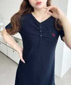 【モーメントプラス/moment+ / MEN】のU.S.POLO ASSN.ワンポイント刺繍フロントギャザーヘンリーVネック半袖ワンピース ネイビー|ID: prp329100004973400 ipo3291000000037289942