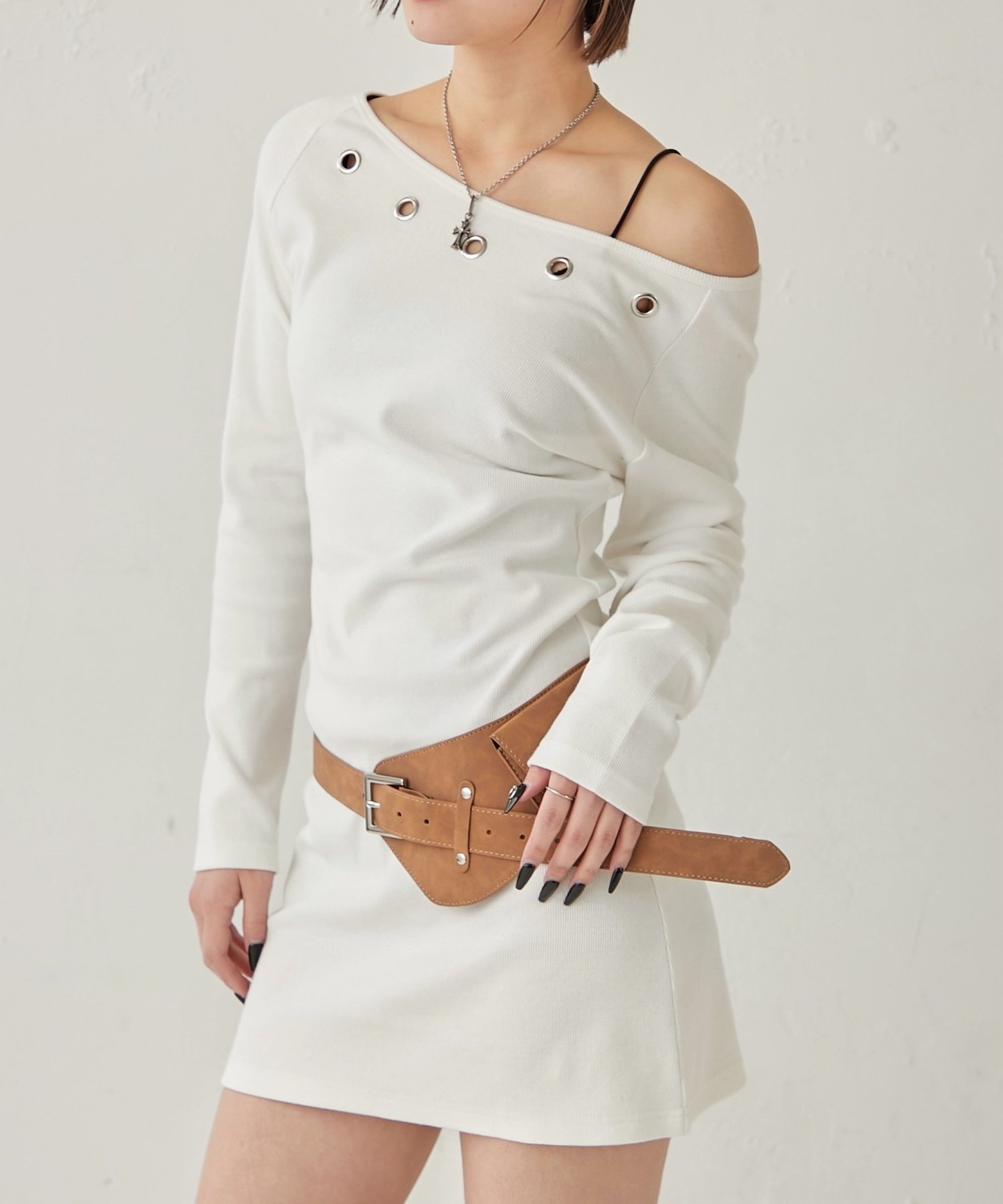 【パルグループ/PAL GROUP】の【WHO S WHO gallery】アイレットリブワンピース インテリア・キッズ・メンズ・レディースファッション・服の通販 founy(ファウニー) 　ファッション　Fashion　レディースファッション　Fashion for Women　ワンピース　Dresses　おすすめ　Recommended / Our Picks　アイレット　Eyelet Lace　デニム　Denim, Jeans Material　フィット　Fit, Slim Fit　ロング　Long, Long-Length　エレガント 上品　Elegant　再入荷　Restock / Back in Stock　ホワイト|ID: prp329100004973407 ipo3291000000037289968