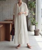 【スタイルデリ/STYLE DELI】の綿麻混紡ロングボウタイギャザーワンピース エクリュ|ID: prp329100004973415 ipo3291000000037290002