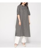 【クラウドナイン/cloudnine】のcloudnine/【2026 新作】ネックフリルリボン付き前開きワンピース 先染めドビーストライプ綿100% 羽織り 06 ダークグレー|ID: prp329100004973440 ipo3291000000037290118