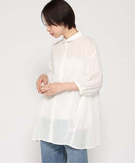 【クラウドナイン/cloudnine】のcloudnine/綿楊柳布帛 前開きギャザーシャツチュニック 大人の最旬トレンドファッション＆コーディネート founy(ファウニー) ファッション Fashion レディースファッション Fashion for Women トップス・カットソー Cut & Sew Tops シャツ・ブラウス・オフィスカジュアル Elegant Blouses & Button-Ups エアリー Airy Texture ギャザー Gathered, Ruffled チュニック Tunic, Long Top デニム Denim, Jeans Material フォルム Silhouette, Form |ID:prp329100004973465