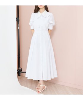 【ウィルセレクション/WILLSELECTION】のラッフルパフスリーブシャツワンピース 大人の最旬トレンドファッション＆コーディネート founy(ファウニー) ファッション Fashion レディースファッション Fashion for Women ワンピース Dresses シャツワンピース / 1枚で着映えコーデ Shirt Dresses イエロー Yellow インディゴ Indigo Denim ストライプ Stripe, Striped Pattern スリーブ Sleeve, Long Sleeve / Short Sleeve フロント Front, Front Design リボン Ribbon, Bow |ID:prp329100004973501