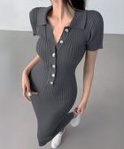 【ミニミニストア/miniministore】のポロニットワンピース 半袖 ロングワンピ 大人の最旬トレンドファッション＆コーディネート founy(ファウニー) ファッション Fashion レディースファッション Fashion for Women ワンピース Dresses ニットワンピース Knit Dresses アクリル Acrylic Material クラシカル Classical, Vintage-Inspired シンプル Simple, Minimal フロント Front, Front Design 半袖 Short Sleeve, Half Sleeve A/W・秋冬 Autumn/Winter S/S・春夏 SS, Spring/Summer, Warm Season 夏 Summer エレガント 上品 Elegant thumbnail ダークグレー|ID: prp329100004973504 ipo3291000000037290366
