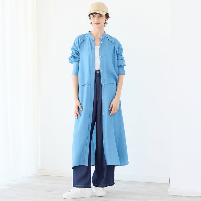 【リズム/R-ISM】の【セットアップ対応・洗える】シャンブレーデニムシャツワンピース インテリア・キッズ・メンズ・レディースファッション・服の通販 founy(ファウニー) https://founy.com/ ファッション Fashion レディースファッション Fashion for Women ワンピース Dresses シャツワンピース / 1枚で着映えコーデ Shirt Dresses インディゴ Indigo Denim インナー Innerwear 春 Spring 洗える Machine Washable カフス Cuff Design 軽量 Lightweight, Ultra Light シャンブレー Chambray, Denim-Like Fabric シューズ Shoes, Footwear ストライプ Stripe, Striped Pattern スニーカー Sneakers, Trainers スリット Slit, Slit Detail セットアップ Set-Up, Coordinated Outfit タートルネック Turtleneck, High Neck デニム Denim, Jeans Material バランス Balance, Style Balance バレエ Ballet, Ballet Style フロント Front, Front Design ラウンド Round, Round Neck リラックス Relax, Relaxed Fit ワイド Wide, Wide Fit おすすめ Recommended / Our Picks 夏 Summer エレガント 上品 Elegant |ID: prp329100004973545 ipo3291000000037290531