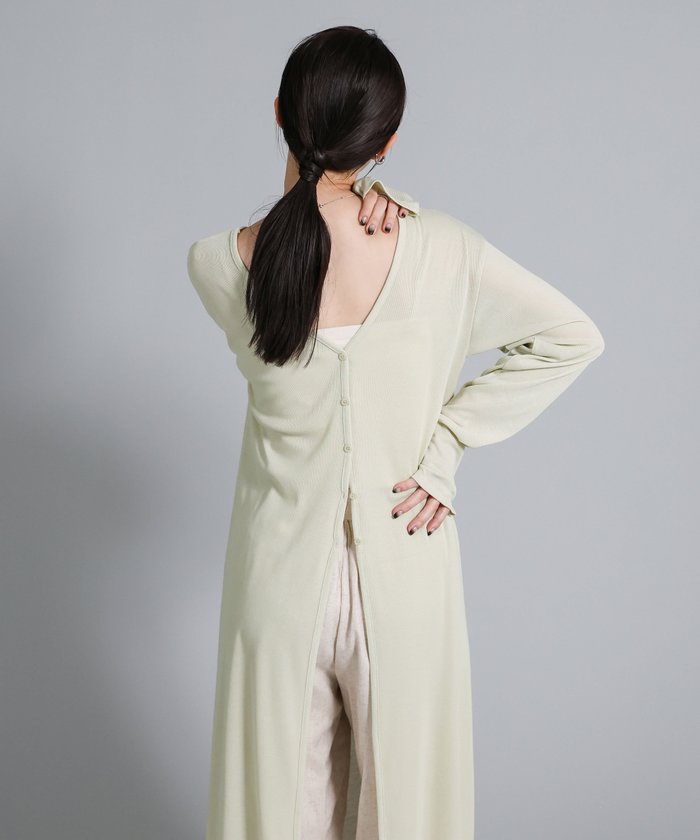 【セレクトモカ/SELECT MOCA】の【Et】2-Way Ribbed Long Cardigan インテリア・キッズ・メンズ・レディースファッション・服の通販 founy(ファウニー) https://founy.com/ ファッション Fashion レディースファッション Fashion for Women トップス・カットソー Cut & Sew Tops カーディガン・羽織り Layered Style Cardigans おすすめ Recommended / Our Picks カーディガン Cardigan, Knitwear スラックス Slacks, Dress Pants デコルテ Décolleté, Neckline デニム Denim, Jeans Material フェミニン Feminine, Girly ロング Long, Long-Length ワイド Wide, Wide Fit |ID: prp329100004973589 ipo3291000000037290696