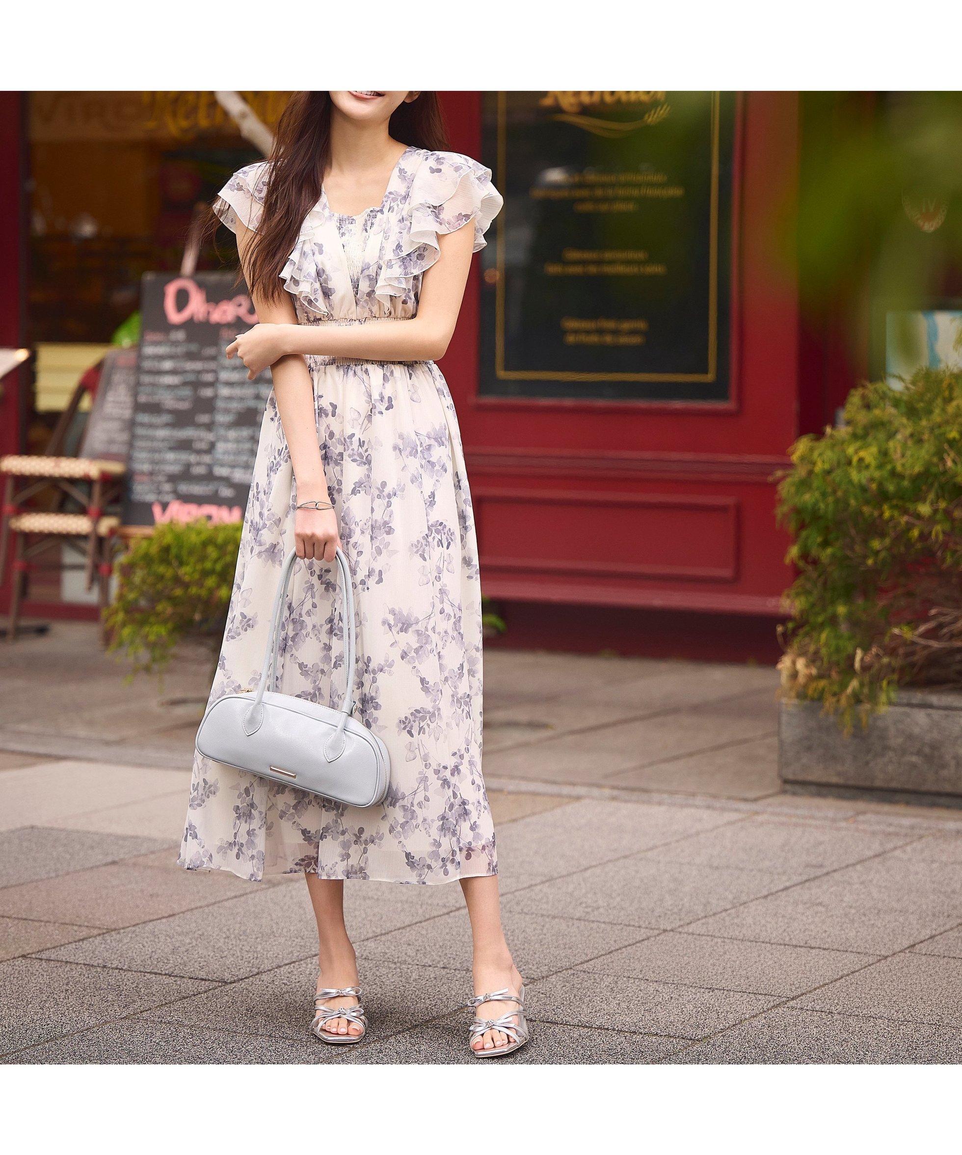 【プロポーション ボディドレッシング/PROPORTION BODY DRESSING】のラッフル袖花柄ワンピース 26SS 大人の最旬トレンドファッション＆コーディネート founy(ファウニー) 　ファッション　Fashion　レディースファッション　Fashion for Women　ワンピース　Dresses　2026年　2026　2026春夏・S/S　Spring/Summer 2026 SS26　シフォン　Chiffon, Lightweight Fabric　シャーリング　Shirring, Ruched　フラワー　Flower, Floral　ラッフル　Ruffle, Frill　 other-1|ID: prp329100004973607 ipo3291000000037290780