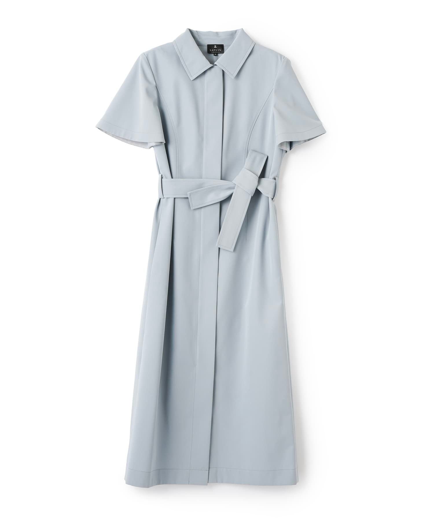 【ランバンコレクション/LANVIN COLLECTION】のシャツカラーワンピース インテリア・キッズ・メンズ・レディースファッション・服の通販 founy(ファウニー) 　ファッション　Fashion　レディースファッション　Fashion for Women　ワンピース　Dresses　エレガント 上品　Elegant　リネン　Linen, Linen Fabric　グレー|ID: prp329100004973708 ipo3291000000037291175