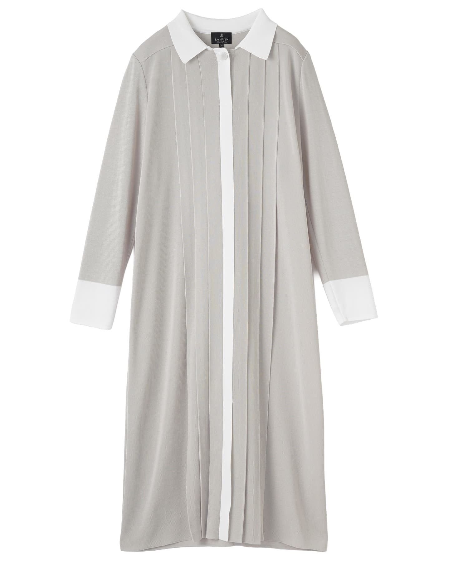 【ランバンコレクション/LANVIN COLLECTION】のドレープニットワンピース インテリア・キッズ・メンズ・レディースファッション・服の通販 founy(ファウニー) 　ファッション　Fashion　レディースファッション　Fashion for Women　ワンピース　Dresses　ニットワンピース　Knit Dresses　エレガント 上品　Elegant　シルク　Silk, 100% Silk　ストレッチ　Stretch, Stretchy Fabric　チェック　Check, Plaid, Tartan　ドレープ　Drape, Draping Fabric　プリーツ　Pleats, Pleated　おすすめ　Recommended / Our Picks　ベージュ|ID: prp329100004973758 ipo3291000000037291361