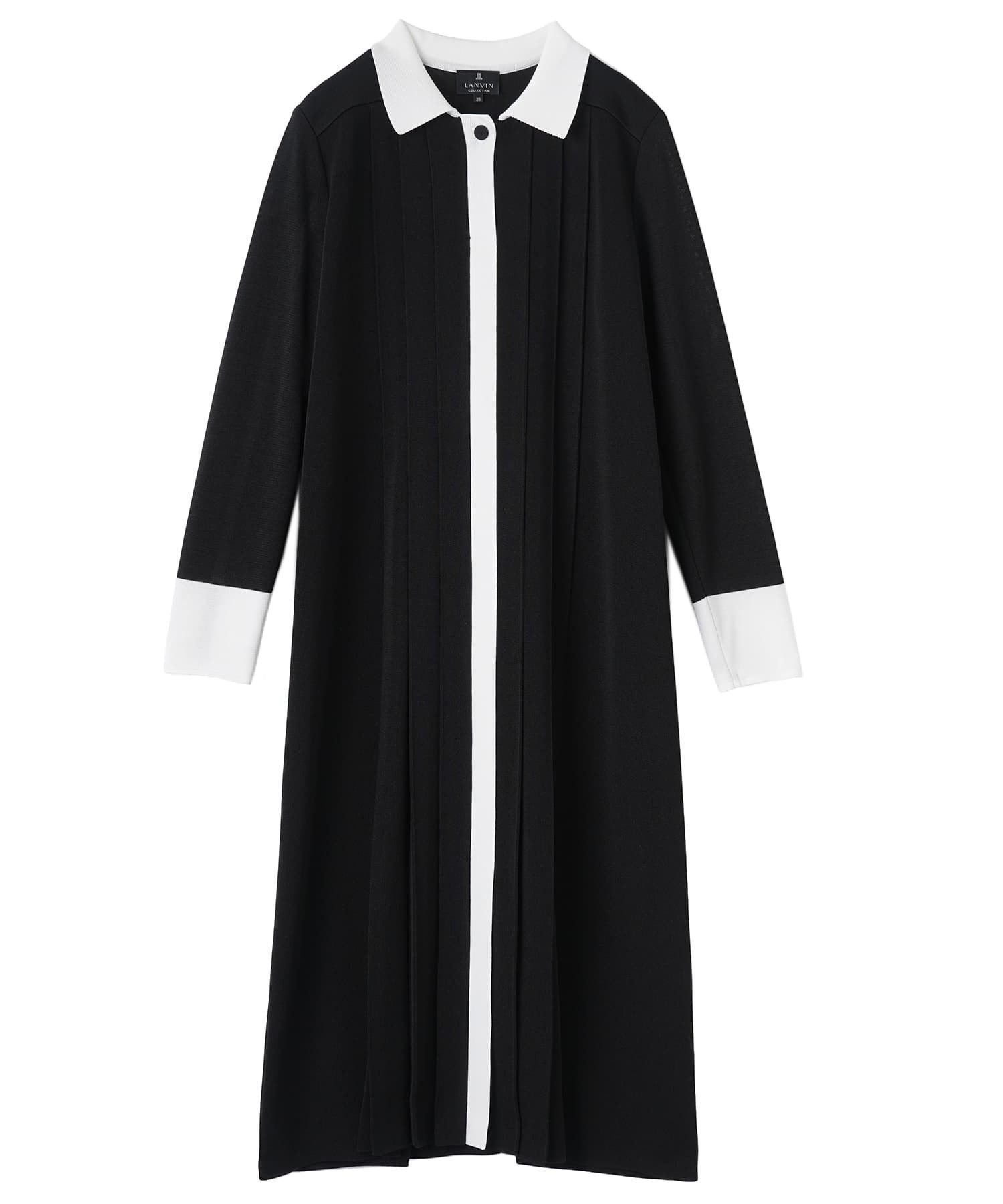 【ランバンコレクション/LANVIN COLLECTION】のドレープニットワンピース インテリア・キッズ・メンズ・レディースファッション・服の通販 founy(ファウニー) 　ファッション　Fashion　レディースファッション　Fashion for Women　ワンピース　Dresses　ニットワンピース　Knit Dresses　エレガント 上品　Elegant　シルク　Silk, 100% Silk　ストレッチ　Stretch, Stretchy Fabric　チェック　Check, Plaid, Tartan　ドレープ　Drape, Draping Fabric　プリーツ　Pleats, Pleated　おすすめ　Recommended / Our Picks　ブラック|ID: prp329100004973758 ipo3291000000037291363