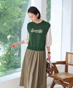 【キャラオクルス/CARA OCRUZ】のドッキングワンピース 大人の最旬トレンドファッション＆コーディネート founy(ファウニー) ファッション Fashion レディースファッション Fashion for Women ワンピース Dresses カットソー Cut and Sewn Top ドッキング Docking, Mixed Material ノースリーブ Sleeveless, No-Sleeve フロント Front, Front Design ポケット Pocket, Pocket Detail 秋 Autumn |ID:prp329100004973767