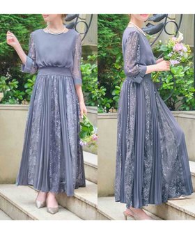 【リバーフィールド アンド コー/RIVER FIELD & Co】のレース シフォンプリーツロングフレア 結婚式 ワンピース パーティードレス 大人の最旬トレンドファッション＆コーディネート founy(ファウニー) ファッション Fashion レディースファッション Fashion for Women ワンピース Dresses フォーマル・パーティードレス・結婚式用ドレス Elegant & Casual Dresses エレガント 上品 Elegant シフォン Chiffon, Lightweight Fabric スリーブ Sleeve, Long Sleeve / Short Sleeve ドレス Dress, One-Piece フレア Flare, Flared プリーツ Pleats, Pleated ミックス Mix, Mixed Style レース Lace, Lace Fabric ロング Long, Long-Length 再入荷 Restock / Back in Stock おすすめ Recommended / Our Picks 結婚式 Wedding 披露宴 Wedding Reception 二次会 After Party |ID:prp329100004973903