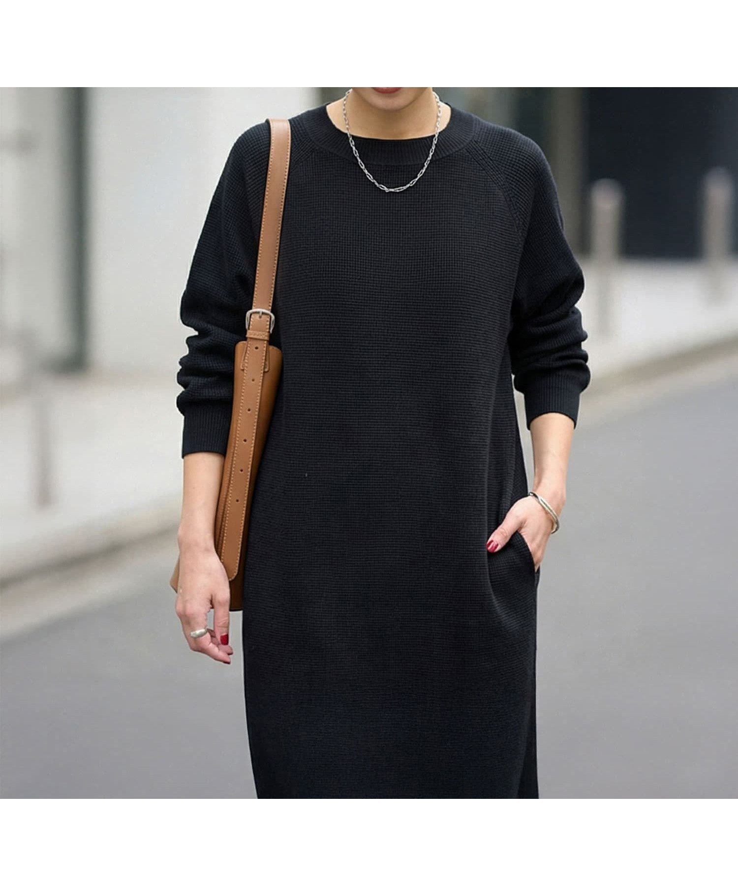 【スタイルデリ/STYLE DELI】のサーマル編みラグラン袖ワンピース インテリア・キッズ・メンズ・レディースファッション・服の通販 founy(ファウニー) 　ファッション　Fashion　レディースファッション　Fashion for Women　ワンピース　Dresses　イエロー　Yellow　春　Spring　カットソー　Cut and Sewn Top　シンプル　Simple, Minimal　ジャケット　Jacket, Outerwear　スニーカー　Sneakers, Trainers　スリット　Slit, Slit Detail　定番　Standard, Basic Item　長袖　Long Sleeve, Full Sleeve　バランス　Balance, Style Balance　ブルゾン　Blouson, Bomber Jacket　ポケット　Pocket, Pocket Detail　S/S・春夏　SS, Spring/Summer, Warm Season　夏　Summer　エレガント 上品　Elegant　ブラック|ID: prp329100004973923 ipo3291000000037292012