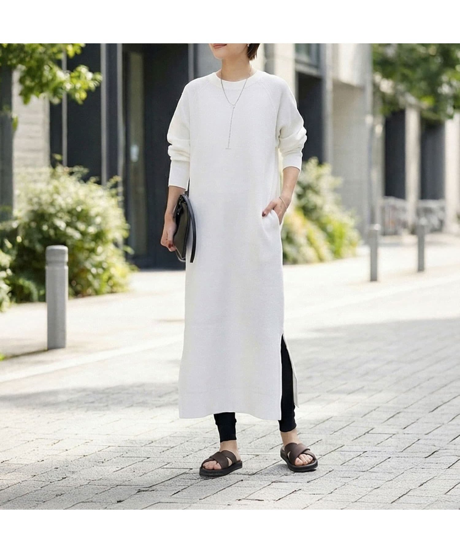 【スタイルデリ/STYLE DELI】のサーマル編みラグラン袖ワンピース インテリア・キッズ・メンズ・レディースファッション・服の通販 founy(ファウニー) 　ファッション　Fashion　レディースファッション　Fashion for Women　ワンピース　Dresses　イエロー　Yellow　春　Spring　カットソー　Cut and Sewn Top　シンプル　Simple, Minimal　ジャケット　Jacket, Outerwear　スニーカー　Sneakers, Trainers　スリット　Slit, Slit Detail　定番　Standard, Basic Item　長袖　Long Sleeve, Full Sleeve　バランス　Balance, Style Balance　ブルゾン　Blouson, Bomber Jacket　ポケット　Pocket, Pocket Detail　S/S・春夏　SS, Spring/Summer, Warm Season　夏　Summer　エレガント 上品　Elegant　ホワイト|ID: prp329100004973923 ipo3291000000037292013