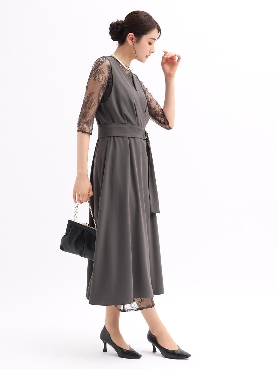 【ヴァン/Vin】のレースレイヤードオールインワン インテリア・キッズ・メンズ・レディースファッション・服の通販 founy(ファウニー) 　ファッション　Fashion　レディースファッション　Fashion for Women　ワンピース　Dresses　オールインワン・ワンピース　Dresses and Jumpsuits　おすすめ　Recommended / Our Picks　スタイリッシュ　Stylish, Fashionable　スリット　Slit, Slit Detail　レース　Lace, Lace Fabric　チャコールグレー|ID: prp329100004973925 ipo3291000000037292020
