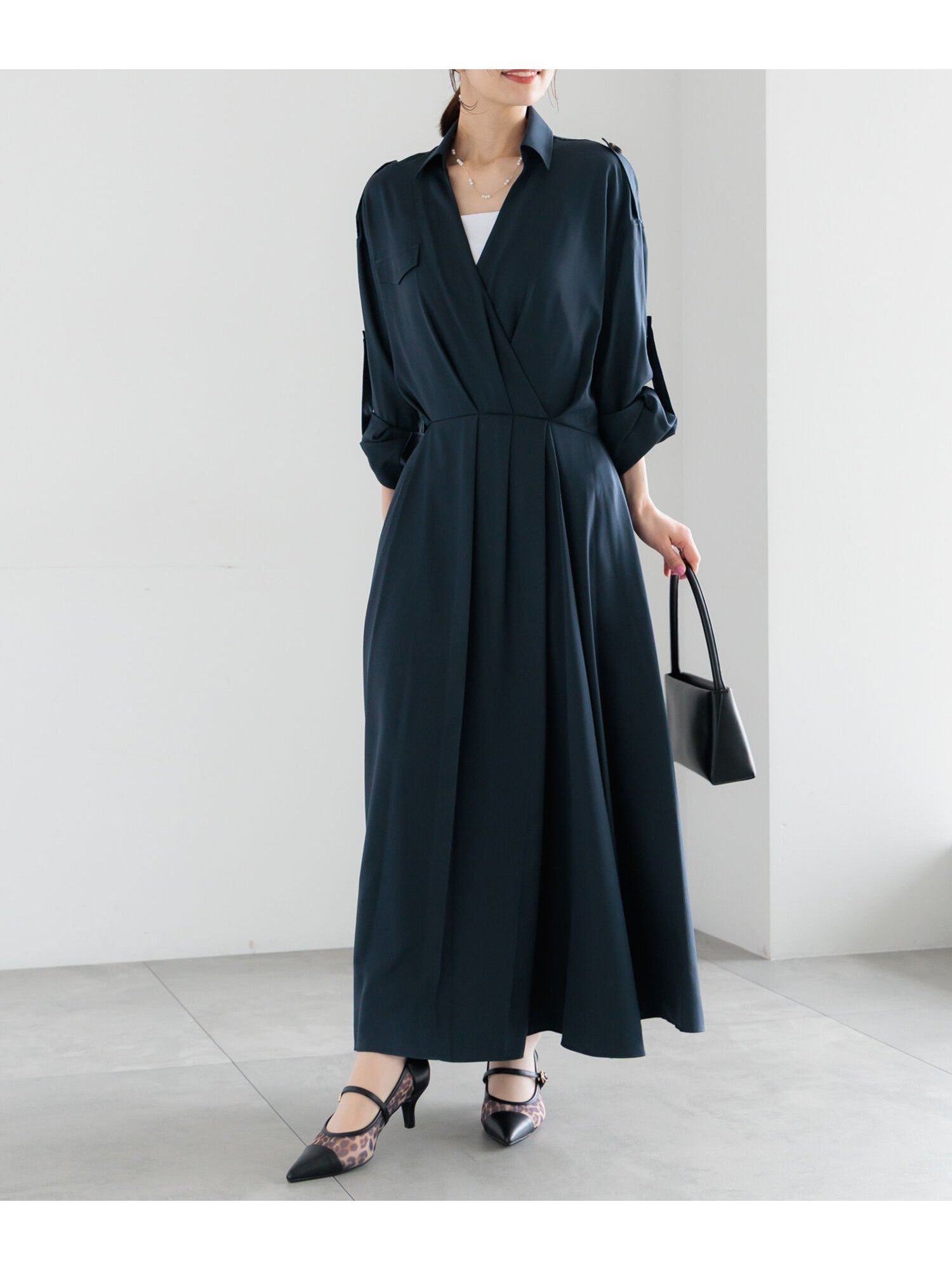 【テチチ/Te chichi】のトレンチカシュクールワンピース《2026 spring catalog item》 インテリア・キッズ・メンズ・レディースファッション・服の通販 founy(ファウニー) 　ファッション　Fashion　レディースファッション　Fashion for Women　ワンピース　Dresses　2026年　2026　2026春夏・S/S　Spring/Summer 2026 SS26　おすすめ　Recommended / Our Picks　シューズ　Shoes, Footwear　ダウン　Down, Puffer　トレンチ　Trench, Trench Coat　フラット　Flat, Flat Shoes　エレガント 上品　Elegant　ネイビー|ID: prp329100004973967 ipo3291000000037292144