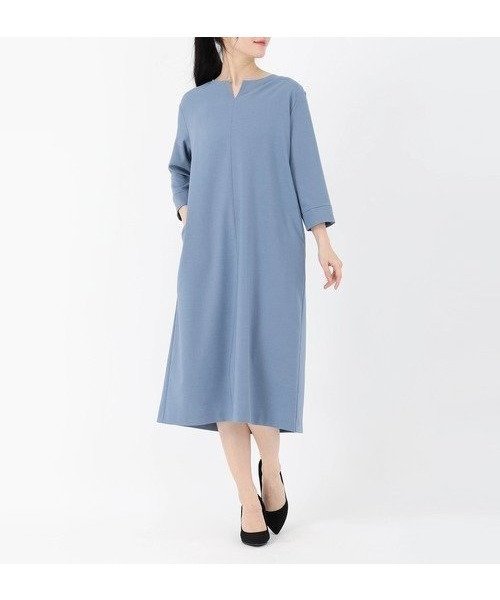 【ストロベリーフィールズ/STRAWBERRY FIELDS】のキーネックワンピース インテリア・キッズ・メンズ・レディースファッション・服の通販 founy(ファウニー) 　ファッション　Fashion　レディースファッション　Fashion for Women　ワンピース　Dresses　ブルー2|ID: prp329100004973994 ipo3291000000037292223