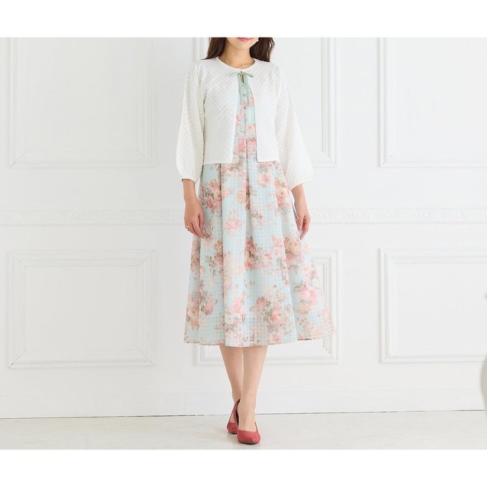 【ローズティアラ/Rose Tiara】のシアーチェックレースアップワンピース インテリア・キッズ・メンズ・レディースファッション・服の通販 founy(ファウニー) https://founy.com/ ファッション Fashion レディースファッション Fashion for Women ワンピース Dresses フェミニン Feminine, Girly フラワー Flower, Floral フレア Flare, Flared フロント Front, Front Design プリント Print, Printed Pattern リボン Ribbon, Bow エレガント 上品 Elegant |ID: prp329100004973999 ipo3291000000037292241