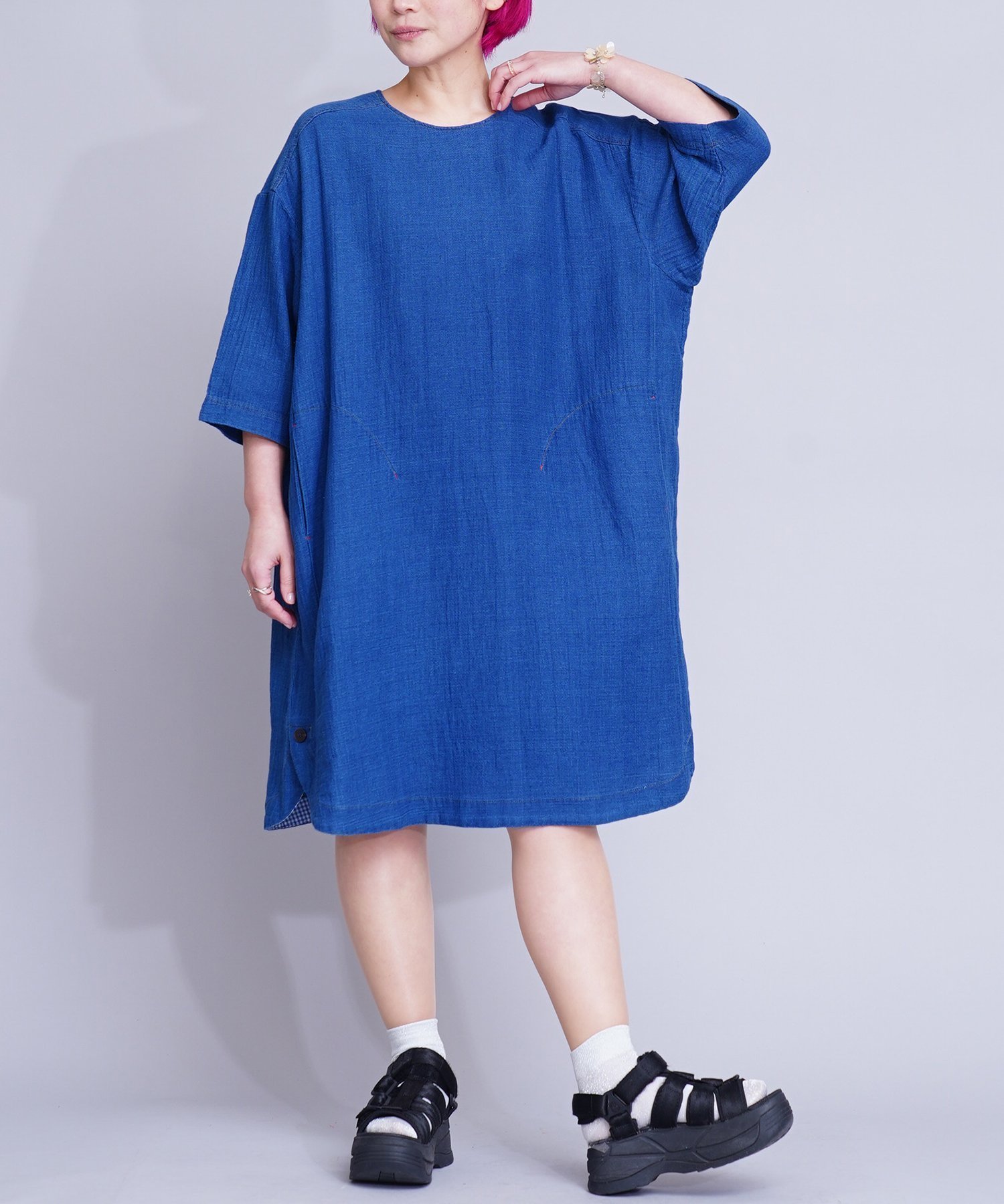 【ミーテ/miite】のデニムガーゼチュニックワンピース インテリア・キッズ・メンズ・レディースファッション・服の通販 founy(ファウニー) 　ファッション　Fashion　レディースファッション　Fashion for Women　ワンピース　Dresses　チュニック　Tunic Tops & Dresses　イタリア　Italy　春　Spring　チュニック　Tunic, Long Top　デニム　Denim, Jeans Material　定番　Standard, Basic Item　人気　Popular, Best Seller　ワーク　Workwear, Utility Style　S/S・春夏　SS, Spring/Summer, Warm Season　おすすめ　Recommended / Our Picks　夏　Summer　エレガント 上品　Elegant　ブルー|ID: prp329100004974003 ipo3291000000037292257