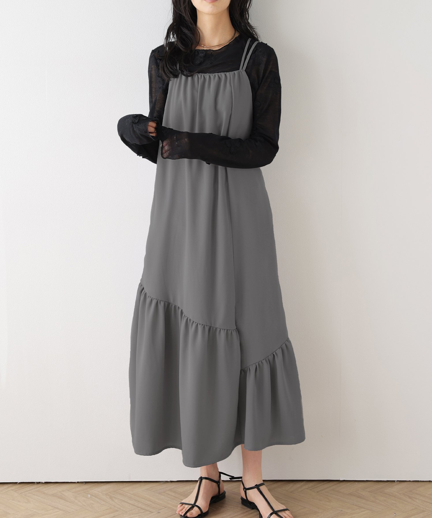 【ラジュール/Lajour】のマーメイド キャミソールワンピース インテリア・キッズ・メンズ・レディースファッション・服の通販 founy(ファウニー) 　ファッション　Fashion　レディースファッション　Fashion for Women　ワンピース　Dresses　2026年　2026　2026春夏・S/S　Spring/Summer 2026 SS26　キャミソール　Camisole, Spaghetti Strap Top　コンパクト　Compact, Small Size　ショート　Short, Short Length　バランス　Balance, Style Balance　マーメイド　Mermaid, Fishtail Silhouette　リボン　Ribbon, Bow　ライトグレー|ID: prp329100004974007 ipo3291000000037292268