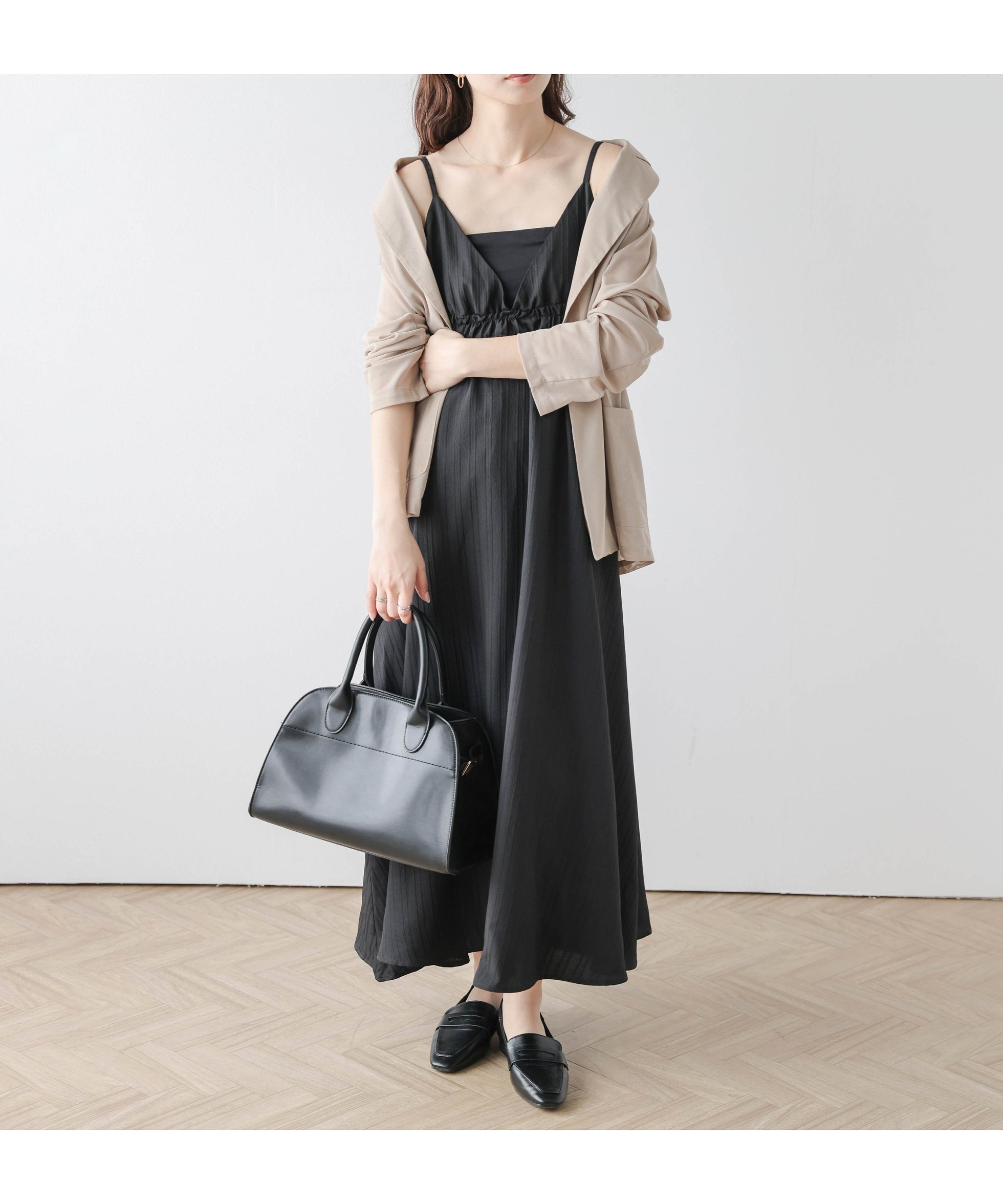 【ラジュール/Lajour】のギャザーキャミソールワンピース インテリア・キッズ・メンズ・レディースファッション・服の通販 founy(ファウニー) 　ファッション　Fashion　レディースファッション　Fashion for Women　ワンピース　Dresses　2026年　2026　2026春夏・S/S　Spring/Summer 2026 SS26　インナー　Innerwear　ギャザー　Gathered, Ruffled　ストライプ　Stripe, Striped Pattern　フェミニン　Feminine, Girly　フレア　Flare, Flared　ブラック|ID: prp329100004974015 ipo3291000000037292297