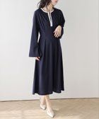 【ラジュール/Lajour】の配色キーネックロングワンピース 大人の最旬トレンドファッション＆コーディネート founy(ファウニー) ファッション Fashion レディースファッション Fashion for Women ワンピース Dresses 2026年 2026 2026春夏・S/S Spring/Summer 2026 SS26 フェミニン Feminine, Girly フレア Flare, Flared ロング Long, Long-Length エレガント 上品 Elegant thumbnail ネイビー|ID: prp329100004974016 ipo3291000000037292302