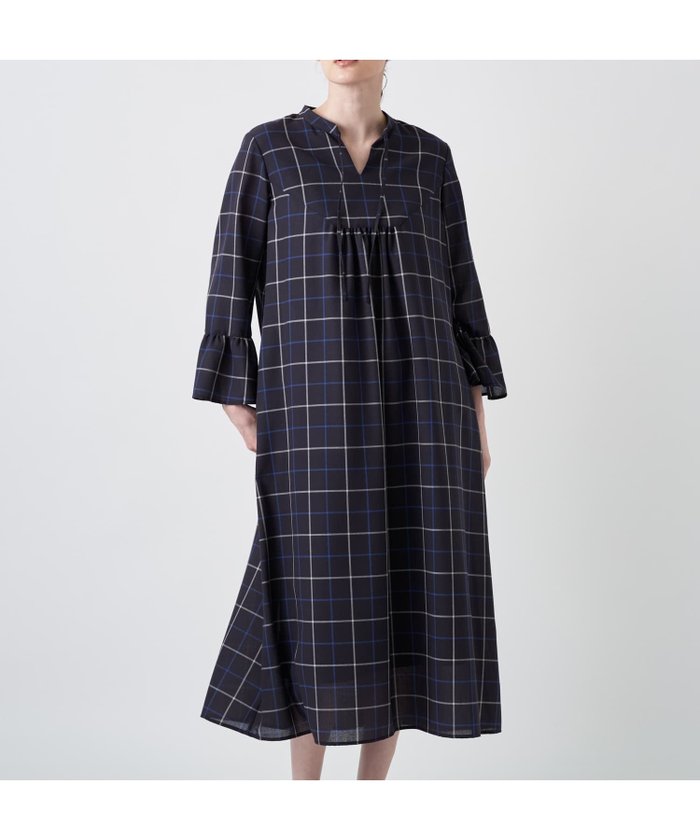 【レリアン/LEILIAN】のチェックフレアワンピース インテリア・キッズ・メンズ・レディースファッション・服の通販 founy(ファウニー) https://founy.com/ ファッション Fashion レディースファッション Fashion for Women ワンピース Dresses アンダー Underwear Essentials ウォッシャブル Machine Washable エレガント 上品 Elegant クラシカル Classical, Vintage-Inspired スリーブ Sleeve, Long Sleeve / Short Sleeve フレア Flare, Flared ポケット Pocket, Pocket Detail リボン Ribbon, Bow リラックス Relax, Relaxed Fit 秋 Autumn |ID: prp329100004974061 ipo3291000000037292439