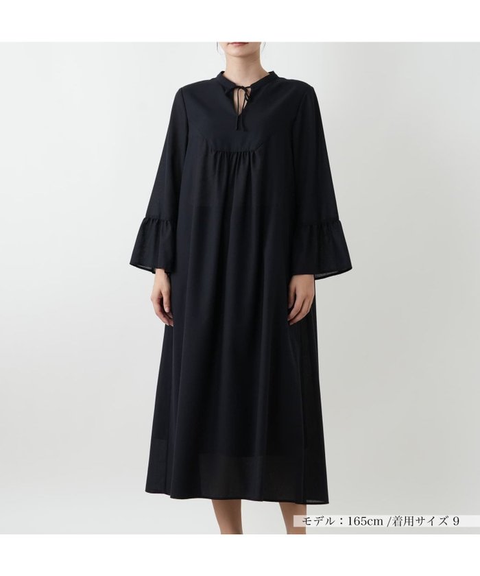 【レリアン/LEILIAN】のフレアスリーブワンピース インテリア・キッズ・メンズ・レディースファッション・服の通販 founy(ファウニー) https://founy.com/ ファッション Fashion レディースファッション Fashion for Women ワンピース Dresses アンダー Underwear Essentials ウォッシャブル Machine Washable エアリー Airy Texture スリーブ Sleeve, Long Sleeve / Short Sleeve フェミニン Feminine, Girly フレア Flare, Flared ポケット Pocket, Pocket Detail リボン Ribbon, Bow リラックス Relax, Relaxed Fit ロング Long, Long-Length エレガント 上品 Elegant 秋 Autumn |ID: prp329100004974062 ipo3291000000037292442