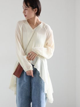 【テチチ/Te chichi】のイレギュラーヘムチュニックブラウス 大人の最旬トレンドファッション＆コーディネート founy(ファウニー) ファッション Fashion レディースファッション Fashion for Women トップス・カットソー Cut & Sew Tops シャツ・ブラウス・オフィスカジュアル Elegant Blouses & Button-Ups おすすめ Recommended / Our Picks イレギュラーヘム Irregular Hem シアー Sheer, See-Through チュニック Tunic, Long Top フェミニン Feminine, Girly リラックス Relax, Relaxed Fit ロング Long, Long-Length ワイド Wide, Wide Fit 春 Spring |ID:prp329100004974074