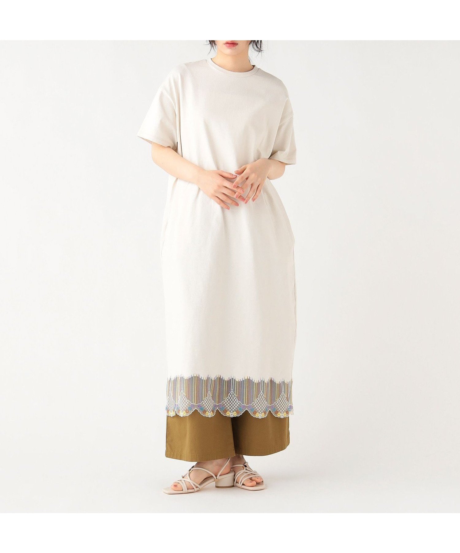 【ビームス ハート/BEAMS HEART】の裾 スカラレース ワンピース 26SS ウォッシャブル 旅行 インテリア・キッズ・メンズ・レディースファッション・服の通販 founy(ファウニー) 　ファッション　Fashion　レディースファッション　Fashion for Women　ワンピース　Dresses　2026年　2026　2026春夏・S/S　Spring/Summer 2026 SS26　ウォッシャブル　Machine Washable　カットソー　Cut and Sewn Top　カラフル　Colorful Design　サンダル　Sandals, Summer Shoes　デニム　Denim, Jeans Material　リゾート　Resort, Vacation Style　リネン　Linen, Linen Fabric　リラックス　Relax, Relaxed Fit　レース　Lace, Lace Fabric　エレガント 上品　Elegant　旅行　Travel　IVORY|ID: prp329100004974080 ipo3291000000037292498