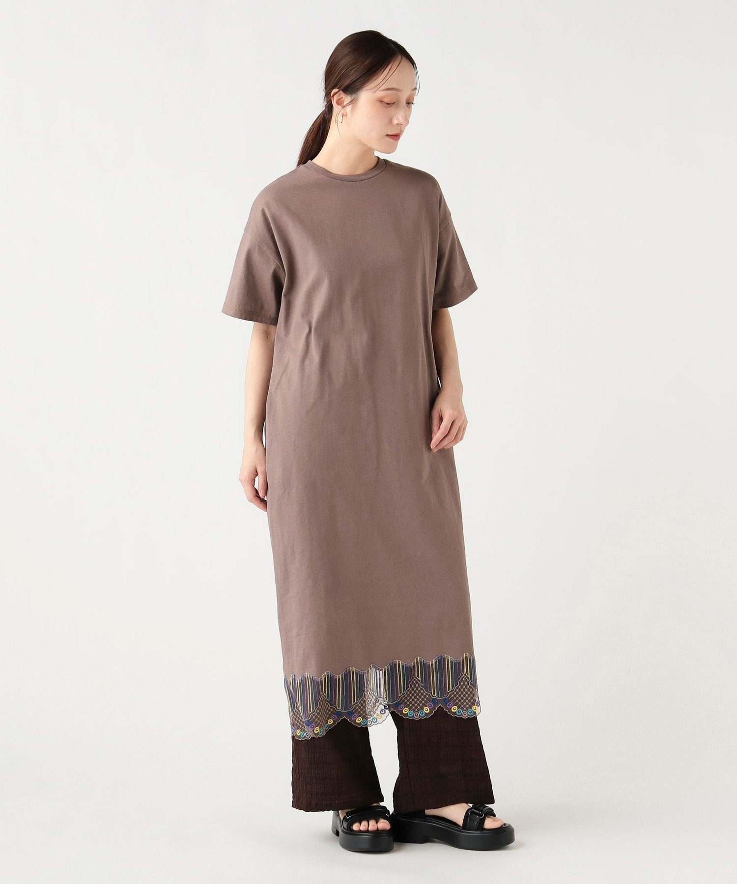 【ビームス ハート/BEAMS HEART】の裾 スカラレース ワンピース 26SS ウォッシャブル 旅行 インテリア・キッズ・メンズ・レディースファッション・服の通販 founy(ファウニー) 　ファッション　Fashion　レディースファッション　Fashion for Women　ワンピース　Dresses　2026年　2026　2026春夏・S/S　Spring/Summer 2026 SS26　ウォッシャブル　Machine Washable　カットソー　Cut and Sewn Top　カラフル　Colorful Design　サンダル　Sandals, Summer Shoes　デニム　Denim, Jeans Material　リゾート　Resort, Vacation Style　リネン　Linen, Linen Fabric　リラックス　Relax, Relaxed Fit　レース　Lace, Lace Fabric　エレガント 上品　Elegant　旅行　Travel　BROWN|ID: prp329100004974080 ipo3291000000037292499