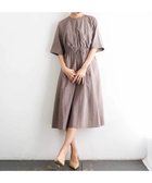 【ミッシェルクラン/MICHEL KLEIN】のナイロンクロス ギャザーワンピース ブラウン|ID: prp329100004974101 ipo3291000000037292580