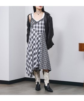 【ローズバッド/ROSE BUD】のMIXED CHECK DRESS 大人の最旬トレンドファッション＆コーディネート founy(ファウニー) ファッション Fashion レディースファッション Fashion for Women ワンピース Dresses フォーマル・パーティードレス・結婚式用ドレス Elegant & Casual Dresses タートル Turtleneck, Turtle Collar チェック Check, Plaid, Tartan パターン Pattern, Design Print フェミニン Feminine, Girly フリル Frill, Ruffle 冬 Winter / This Winter |ID:prp329100004974120
