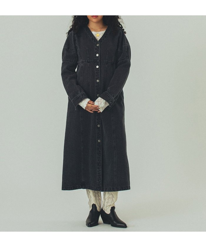 【ローズバッド/ROSE BUD】のDENIM VOLUME SLEEVE DRESS インテリア・キッズ・メンズ・レディースファッション・服の通販 founy(ファウニー) https://founy.com/ ファッション Fashion レディースファッション Fashion for Women トップス・カットソー Cut & Sew Tops ボリューム袖・フリルスリーブブラウス Voluminous & Ruffle Sleeves / Puffy Sleeve Tops ワンピース Dresses フォーマル・パーティードレス・結婚式用ドレス Elegant & Casual Dresses インディゴ Indigo Denim ヴィンテージ Vintage Style スタンダード Standard, Basic デコルテ Décolleté, Neckline デニム Denim, Jeans Material バランス Balance, Style Balance フロント Front, Front Design 羽織 Haori, Light Jacket エレガント 上品 Elegant |ID: prp329100004974122 ipo3291000000037292655