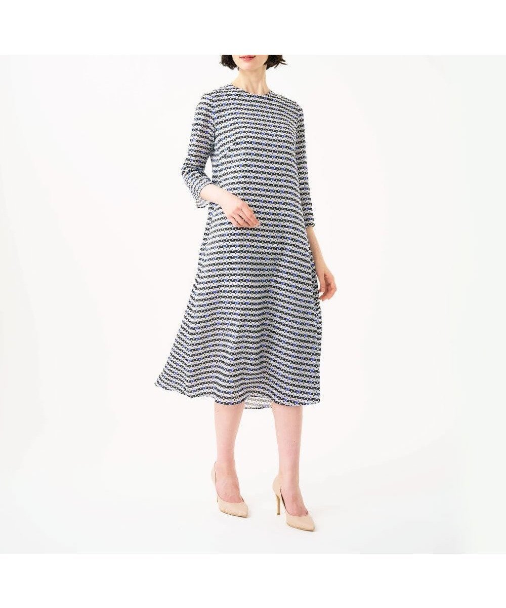 【シビラ/SYBILLA】のジオメトリックオパールドレス インテリア・キッズ・メンズ・レディースファッション・服の通販 founy(ファウニー) 　ファッション　Fashion　レディースファッション　Fashion for Women　ワンピース　Dresses　フォーマル・パーティードレス・結婚式用ドレス　Elegant & Casual Dresses　シンプル　Simple, Minimal　スタイリッシュ　Stylish, Fashionable　ドレス　Dress, One-Piece　フレア　Flare, Flared　リボン　Ribbon, Bow　冬　Winter / This Winter　夏　Summer　春　Spring　秋　Autumn　羽織　Haori, Light Jacket　ブラック×ブルー|ID: prp329100004974129 ipo3291000000037292676