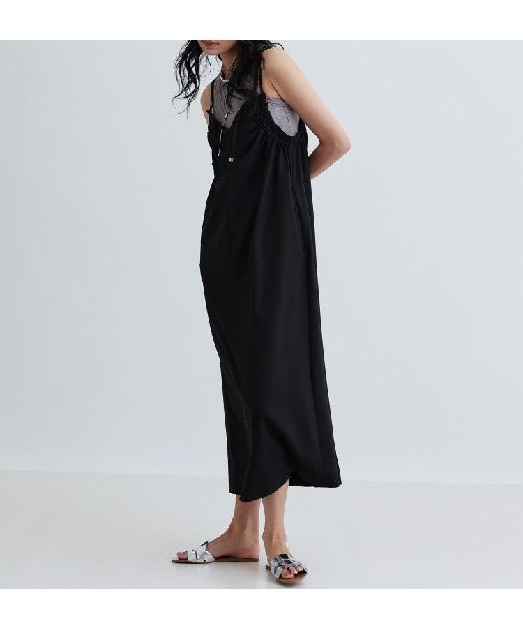 【その他のブランド/Other】のギャザーストラップワンピース インテリア・キッズ・メンズ・レディースファッション・服の通販 founy(ファウニー) 　ファッション　Fashion　レディースファッション　Fashion for Women　ワンピース　Dresses　アクセサリー　Fashion Accessories　キャミワンピース　Cami Dress, Slip Dress　ギャザー　Gathered, Ruffled　シューズ　Shoes, Footwear　シンプル　Simple, Minimal　スタイリッシュ　Stylish, Fashionable　タンク　Tank Top, Sleeveless Top　フラット　Flat, Flat Shoes　ポケット　Pocket, Pocket Detail　ラップ　Wrap, Wrap Design　夏　Summer　ブラック|ID: prp329100004974172 ipo3291000000037292810