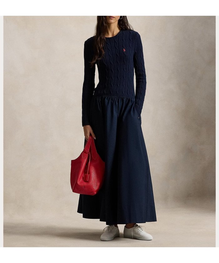 【ラルフローレン/RALPH LAUREN】のケーブルニット ボディス コットン ドレス インテリア・キッズ・メンズ・レディースファッション・服の通販 founy(ファウニー) https://founy.com/ ファッション Fashion レディースファッション Fashion for Women トップス・カットソー Cut & Sew Tops ニット Knit Tops & Sweaters ワンピース Dresses フォーマル・パーティードレス・結婚式用ドレス Elegant & Casual Dresses くるぶし Ankle-Length カフス Cuff Design シャーリング Shirring, Ruched ドレス Dress, One-Piece フィット Fit, Slim Fit フレア Flare, Flared リブニット Rib Knit, Ribbed Knit 長袖 Long Sleeve, Full Sleeve |ID: prp329100004974240 ipo3291000000037293067