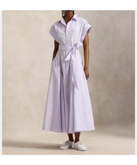 【ラルフローレン/RALPH LAUREN】のストライプド ベルテッド コットン シャツドレス 大人の最旬トレンドファッション＆コーディネート founy(ファウニー) ファッション Fashion レディースファッション Fashion for Women トップス・カットソー Cut & Sew Tops シャツ・ブラウス・オフィスカジュアル Elegant Blouses & Button-Ups ワンピース Dresses フォーマル・パーティードレス・結婚式用ドレス Elegant & Casual Dresses くるぶし Ankle-Length クラシック Classic, Timeless Style ストライプ Stripe, Striped Pattern ドレス Dress, One-Piece フレア Flare, Flared プリーツ Pleats, Pleated ボックス Boxy, Box Shape ヨーク Yoke, Yoke Design 半袖 Short Sleeve, Half Sleeve |ID:prp329100004974242