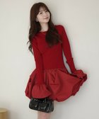 【エイミーイストワール/eimy istoire】のボリュームヘムドッキングニットワンピ 大人の最旬トレンドファッション＆コーディネート founy(ファウニー) ファッション Fashion レディースファッション Fashion for Women ワンピース Dresses ニットワンピース Knit Dresses ドッキング Docking, Mixed Material バルーン Balloon, Balloon Silhouette フィット Fit, Slim Fit フェミニン Feminine, Girly フリル Frill, Ruffle ランダム Random, Irregular 再入荷 Restock / Back in Stock おすすめ Recommended / Our Picks thumbnail RED|ID: prp329100004974276 ipo3291000000037293184