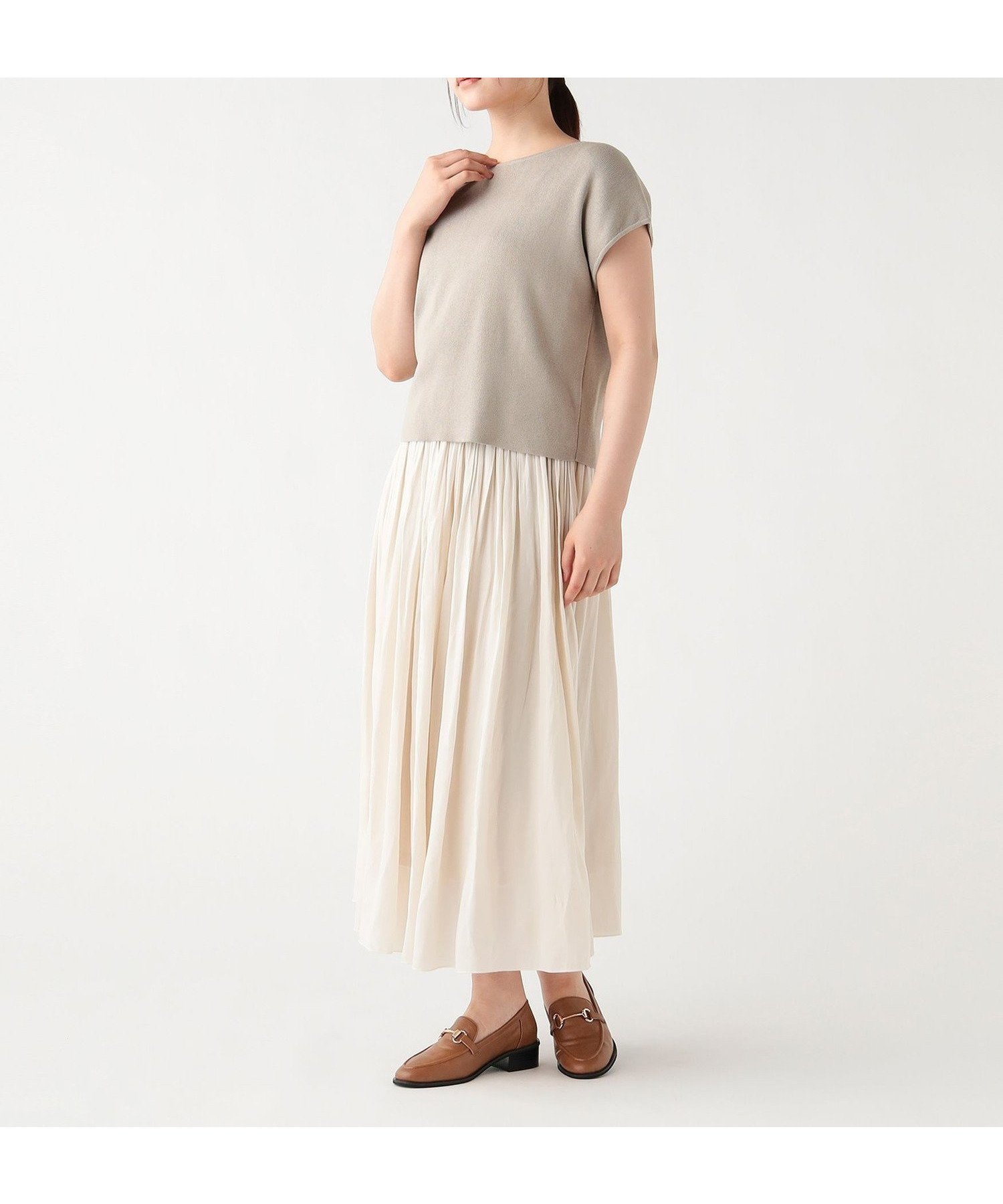 【ビームス ハート/BEAMS HEART】のフレンチ スリーブ プルオーバー * フレア スカート(セットアイテム) 26SS 旅行 インテリア・キッズ・メンズ・レディースファッション・服の通販 founy(ファウニー) 　ファッション　Fashion　レディースファッション　Fashion for Women　スカート　Skirts　Aライン・フレアスカート　A-Line & Flared Skirts　ギャザー　Gathered, Ruffled　スリーブ　Sleeve, Long Sleeve / Short Sleeve　セットアップ　Set-Up, Coordinated Outfit　ダウン　Down, Puffer　デニム　Denim, Jeans Material　バランス　Balance, Style Balance　フレア　Flare, Flared　フレンチ　French, French Style　夏　Summer　旅行　Travel　エレガント 上品　Elegant　2026年　2026　2026春夏・S/S　Spring/Summer 2026 SS26　BEIGE×OFF WHITE|ID: prp329100004974282 ipo3291000000037293213