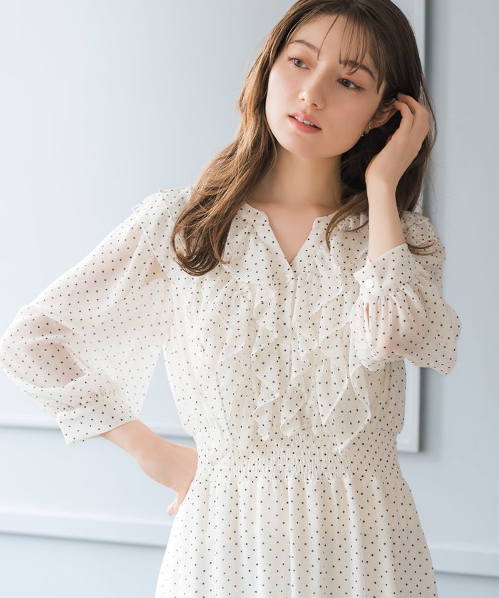 【ミッシュマッシュ/MISCH MASCH】のフリルカラーシアーワンピース MM617409 インテリア・キッズ・メンズ・レディースファッション・服の通販 founy(ファウニー) https://founy.com/ ファッション Fashion レディースファッション Fashion for Women ワンピース Dresses フリル Frill, Ruffle 切替 Switching, Contrast Panel |ID: prp329100004974310 ipo3291000000037293307